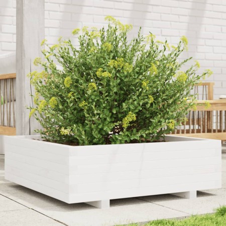 Jardinera de madera maciza de pino blanca 80x80x26,5 cm
