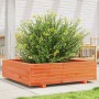Jardinera de madera maciza de pino marrón cera 90x90x26,5 cm