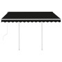 Toldo retráctil automático con postes gris antracita 3x2,5 m