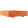 Jardinera de madera maciza de pino marrón cera 100x100x26,5 cm