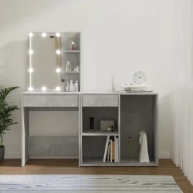Dressing table with LED and concrete gray plywood cabinet by vidaXL, Bedroom Dressers - Ref: Foro24-3082021, Price: 139,26 €,...