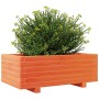 Jardinera de madera maciza de pino marrón cera 70x40x26,5 cm