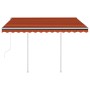 Toldo retráctil automático con postes naranja y marrón 3x2,5 m