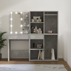 Schminktisch mit LED und 2 Sperrholzschränken betongrau von vidaXL, Schlafzimmerkommoden - Ref: Foro24-3082030, Preis: 191,66...