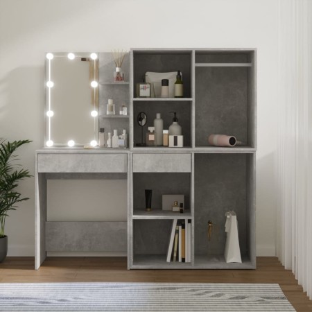 Schminktisch mit LED und 2 Sperrholzschränken betongrau von vidaXL, Schlafzimmerkommoden - Ref: Foro24-3082030, Preis: 191,66...