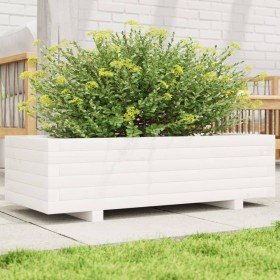 Jardinera de madera maciza de pino blanco 90x40x26,5 cm en Maceteros y jardineras | Comprar online en Foro24