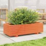 Jardinera de madera maciza de pino marrón cera 90x40x26,5 cm