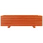 Jardinera de madera maciza de pino marrón cera 90x40x26,5 cm