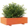Jardinera de madera maciza de pino marrón cera 90x60x26,5 cm