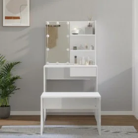 Glossy White Plywood LED Vanity Set by vidaXL, Bedroom Dressers - Ref: Foro24-3114111, Price: 131,77 €, Discount: %