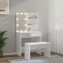 Glossy White Plywood LED Vanity Set by vidaXL, Bedroom Dressers - Ref: Foro24-3114111, Price: 131,77 €, Discount: %