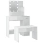 Juego de tocador con LED madera contrachapada blanco brillante by vidaXL, Bedroom Dressers - Ref: Foro24-3114119, Price: 126,...
