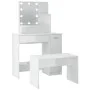 Juego de tocador con LED madera contrachapada blanco brillante by vidaXL, Bedroom Dressers - Ref: Foro24-3114119, Price: 124,...