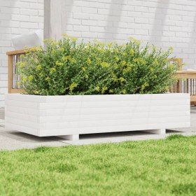 Jardinera de madera maciza de pino blanco 110x60x26,5 cm Jardinera de madera maciza de pino blanco 110x60x26,5 cm