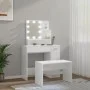 Juego de tocador con LED madera contrachapada blanco brillante by vidaXL, Bedroom Dressers - Ref: Foro24-3114119, Price: 124,...