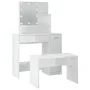 Juego de tocador con LED madera contrachapada blanco brillante by vidaXL, Bedroom Dressers - Ref: Foro24-3114119, Price: 124,...