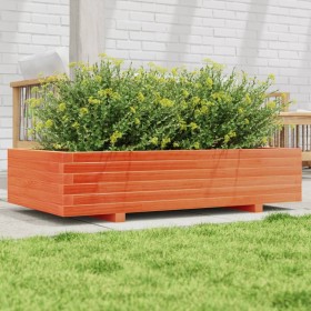 Jardinera de madera maciza de pino marrón cera 110x60x26,5 cm Jardinera de madera maciza de pino marrón cera 110x60x26,5 cm
