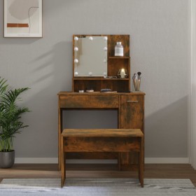Smoked Oak Plywood LED Vanity Set by vidaXL, Bedroom Dressers - Ref: Foro24-3114120, Price: 105,46 €, Discount: %