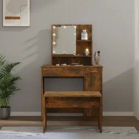 Smoked Oak Plywood LED Vanity Set by vidaXL, Bedroom Dressers - Ref: Foro24-3114120, Price: 104,23 €, Discount: %