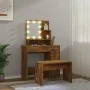 LED-Waschtischset aus geräuchertem Eichensperrholz von vidaXL, Schlafzimmerkommoden - Ref: Foro24-3114120, Preis: 104,23 €, R...