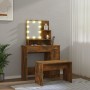 Smoked Oak Plywood LED Vanity Set by vidaXL, Bedroom Dressers - Ref: Foro24-3114120, Price: 105,37 €, Discount: %
