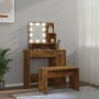 Smoked Oak Plywood LED Vanity Set by vidaXL, Bedroom Dressers - Ref: Foro24-3114120, Price: 105,37 €, Discount: %