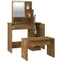 Juego de tocador con LED madera contrachapada roble ahumado de vidaXL, Tocadores para dormitorios - Ref: Foro24-3114120, Prec...