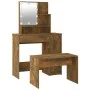 Juego de tocador con LED madera contrachapada roble ahumado de vidaXL, Tocadores para dormitorios - Ref: Foro24-3114120, Prec...