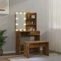 Juego de tocador con LED madera contrachapada roble ahumado de vidaXL, Tocadores para dormitorios - Ref: Foro24-3114112, Prec...