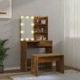 LED-Waschtischset aus geräuchertem Eichensperrholz von vidaXL, Schlafzimmerkommoden - Ref: Foro24-3114112, Preis: 100,20 €, R...