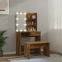 LED-Waschtischset aus geräuchertem Eichensperrholz von vidaXL, Schlafzimmerkommoden - Ref: Foro24-3114112, Preis: 99,00 €, Ra...
