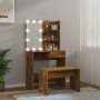 LED-Waschtischset aus geräuchertem Eichensperrholz von vidaXL, Schlafzimmerkommoden - Ref: Foro24-3114112, Preis: 100,20 €, R...