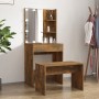 Smoked Oak Plywood LED Vanity Set by vidaXL, Bedroom Dressers - Ref: Foro24-3114136, Price: 97,73 €, Discount: %