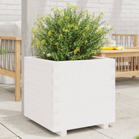 Jardinera madera maciza de pino blanco 50x50x49,5 cm