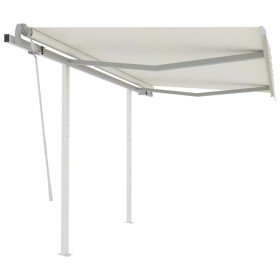 Toldo retráctil manual con postes crema 3,5x2,5 m Toldo retráctil manual con postes crema 3,5x2,5 m