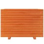 Jardinera madera maciza de pino marrón cera 70x40x49,5 cm
