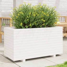 Jardinera madera maciza de pino blanco 90x40x49,5 cm