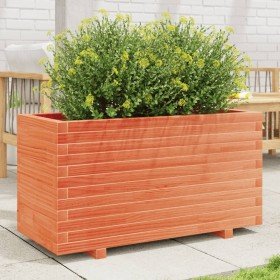 Jardinera madera maciza de pino marrón cera 90x40x49,5 cm