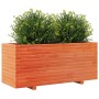 Jardinera madera maciza de pino marrón cera 110x40x49,5 cm