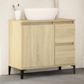 Armario de baño madera contrachapada roble Sonoma 65x33x60 cm en Tocadores de baño | Comprar online en Foro24