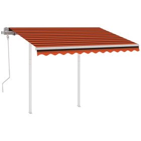Toldo retráctil manual con postes naranja y marrón 3,5x2,5 m Toldo retráctil manual con postes naranja y marrón 3,5x2,5 m