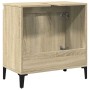Armario de lavabo madera contrachapada roble Sonoma 58x33x60 cm en Tocadores de baño | Comprar online en Foro24