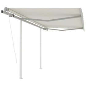 Toldo retráctil automático con postes crema 3,5x2,5 m Toldo retráctil automático con postes crema 3,5x2,5 m