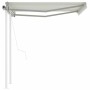 Toldo retráctil automático con postes crema 3,5x2,5 m
