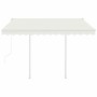 Toldo retráctil automático con postes crema 3,5x2,5 m