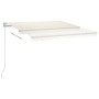 Toldo retráctil automático con postes crema 3,5x2,5 m