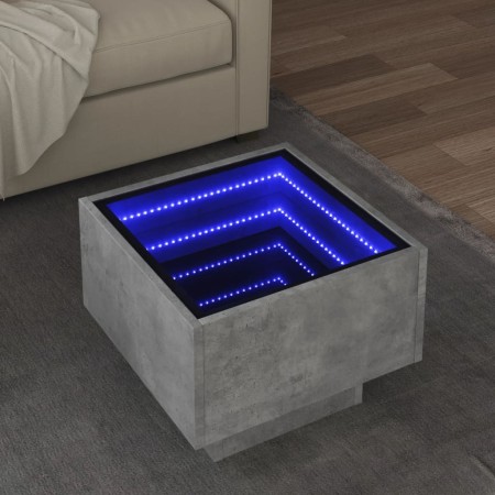 Mesa auxiliar y LED madera ingeniería gris hormigón 40x40x30cm en Mesas de centro | Comprar online en Foro24