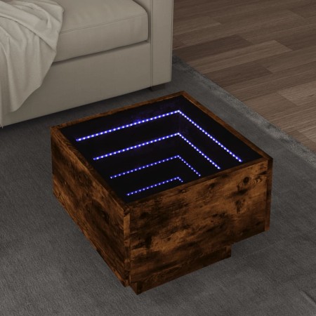 Mesa auxiliar y LED madera ingeniería roble ahumado 40x40x30 cm en Mesas de centro | Comprar online en Foro24