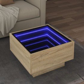 Mesa de centro y LED madera ingeniería roble Sonoma 50x50x30 cm Mesa de centro y LED madera ingeniería roble Sonoma 50x50x30 cm