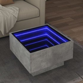 Mesa de centro y LED madera ingeniería gris hormigón 50x50x30cm en Mesas de centro | Comprar online en Foro24
